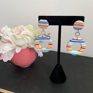 NEW Polymer Clay Rainbow Drop Earrings Nickel Free Handmade